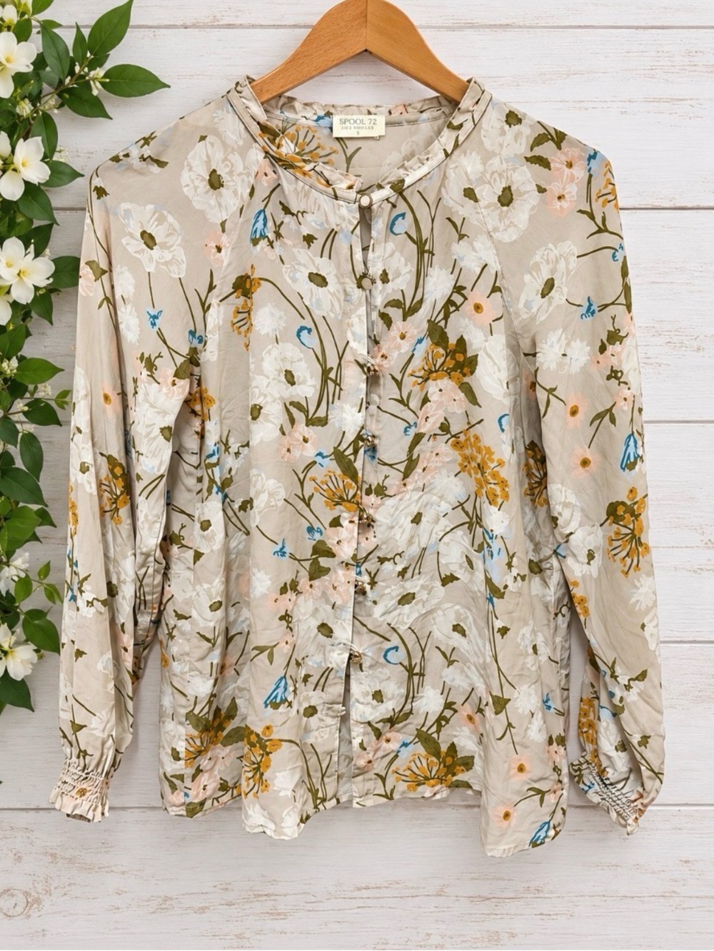 Spartina 449 Women’s Floral Botanical Print Long Sleeve Top Medium